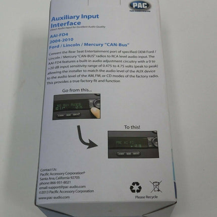 PAC AAI-FD4 Auxiliary Input Adapter for Select Ford/Lincoln/Mercury CAN-BUS Fact