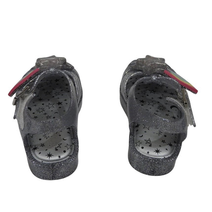 Mini Melissa Possession II Silver Glitter Sandal, Size - 7