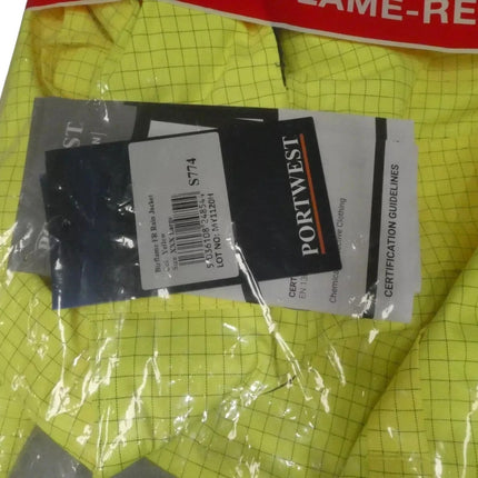 Portwest Mens Bizflame Hi-Vis Multi Lite Rain Jacket, Yellow, 3X-Large