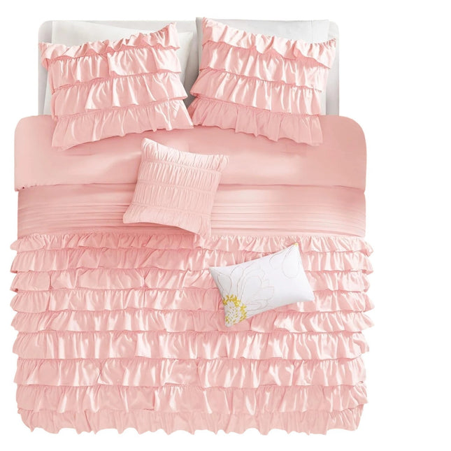 Intelligent Design Cozy Comforter Casual Waterfall Multi Layer Ruffle All Season