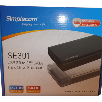 Simplecom SE301 3.5" SATA to USB 3.0 Hard Drive Docking Enclosure Black