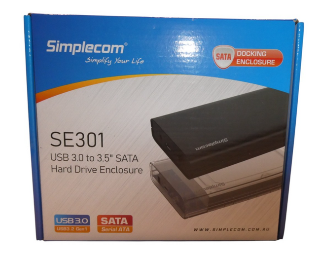 Simplecom SE301 3.5" SATA to USB 3.0 Hard Drive Docking Enclosure Black