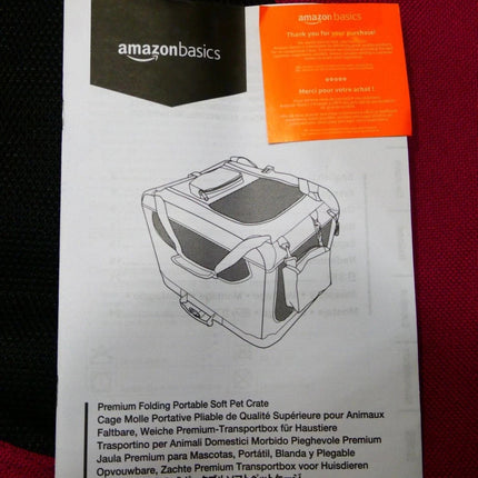 Amazon Basics Premium Folding Portable Soft Pet Crate - 53 x 38 x 38 cm - RED