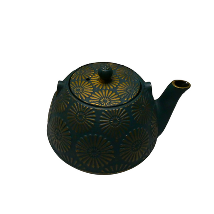 Avanti 15187 - Daisy Cast Iron Teapot, 1.2 Litres - Teal / Gold