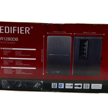 Edifier R1280DB Bluetooth Powered Bookshelf Speakers 42W RMS Optical Input Black