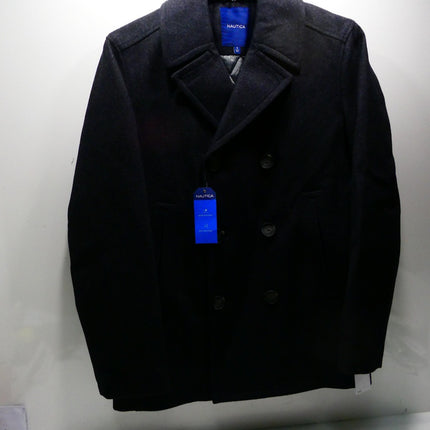 Nautica Mens Classic Double Breasted Peacoat, Charcoal, Small
