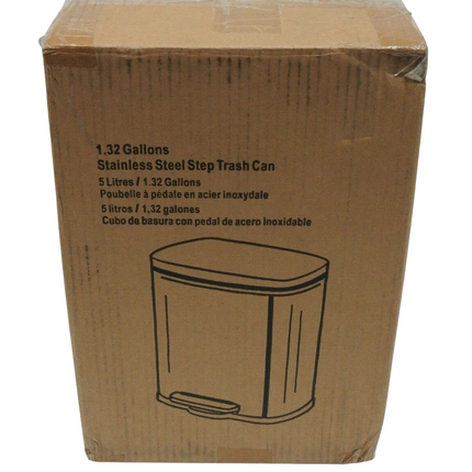 iTouchless SoftStep 1.32 Gallon Small Bathroom Stainless Steel Step Trash Can 5L