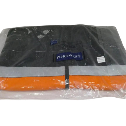Portwest 100% Cotton 4-in-1 Jacket MJ777, Orange/Navy - Small