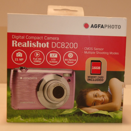 AgfaPhoto Realishot 8 x Optical Zoom 18MP CMOS Digital Camera - Pink