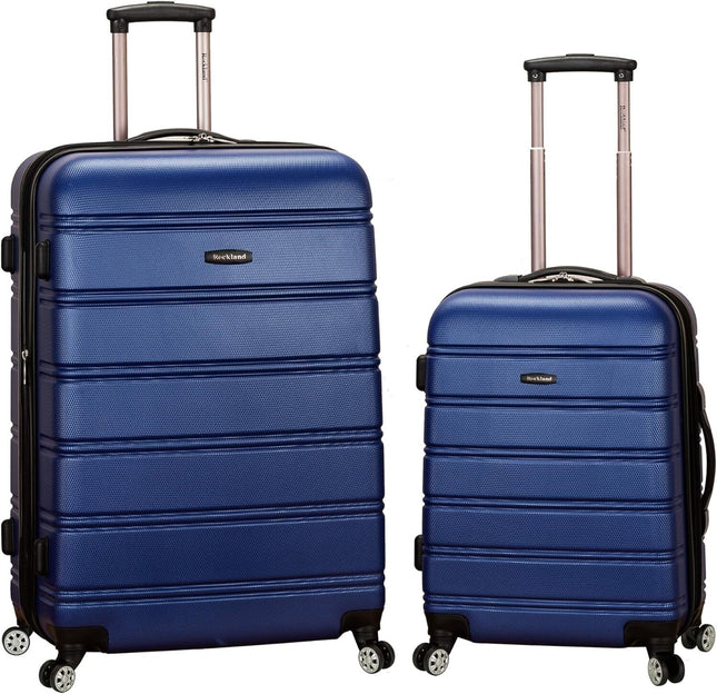 Rockland Melbourne Hardside Expandable Spinner Wheel Luggage, Navy, 2-Piece Set