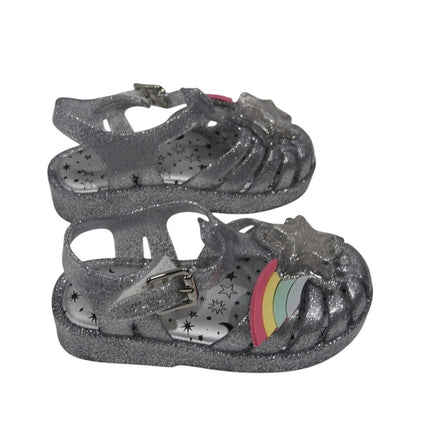 Mini Melissa Possession II Silver Glitter Sandal, Size - 7