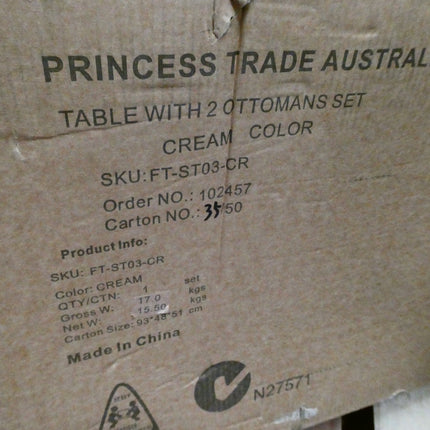 La Bella 3-Piece Coffee Table & Ottoman Set – Modern Industrial Living Room Furn