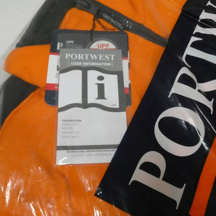 Portwest 100% Cotton 4-in-1 Jacket MJ777, Orange/Navy - Small