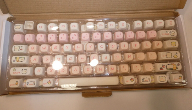 Hyekit PBT Keycaps for Mechanical Keyboard - 145 Keys Pink Pig Keycaps, Dye-Subl