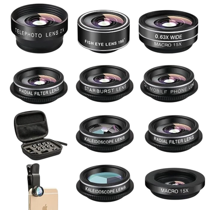 Mocalaca Phone Camera Lens (11 Lenses) Phone Lens Kit, Clip on Fisheye/Macro/Wid