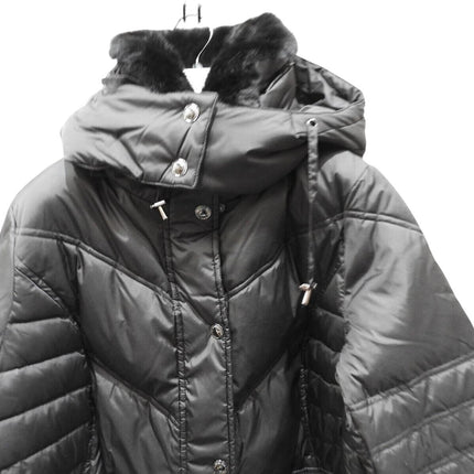 London Fog Women's Plus-Size Mid-Length Faux-Fur Collar Down Coat with Hood - 1X