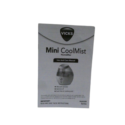 Vicks Mini Cool Mist Humidifier with Auto Shut Off & VapoPads 20 Hours Runtime