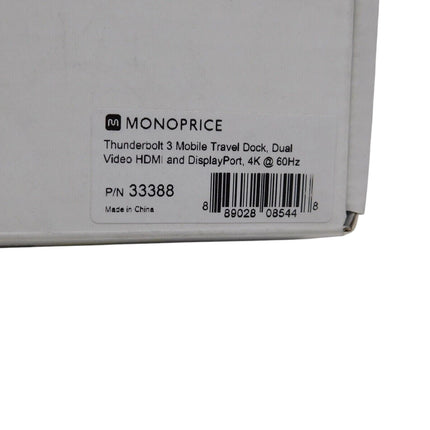 Monoprice Thunderbolt 3 Mobile Travel Dock, Dual Video HDMI and DisplayPort