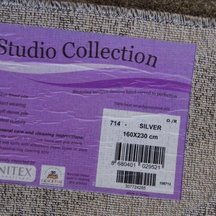 Studio Collection Floor Area Rug 714 Silver 230cm x 160cm