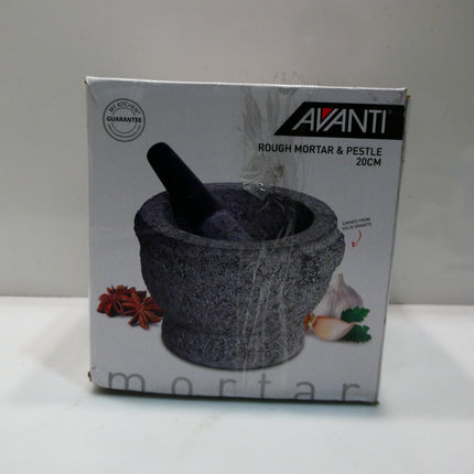 Avanti Rough Solid Granite Mortar and Pestle, 20 cm Diameter, Grey