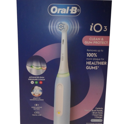 Oral-B iO Series 3 Electric Toothbrush with 1 Brush Head, Rechargeable, Ice Blue