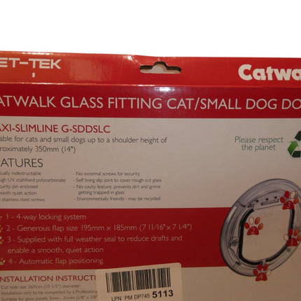 Pet-Tek Glass Fitting Pet Door Maxi Slimline - Clear 30.4Cm Dia.