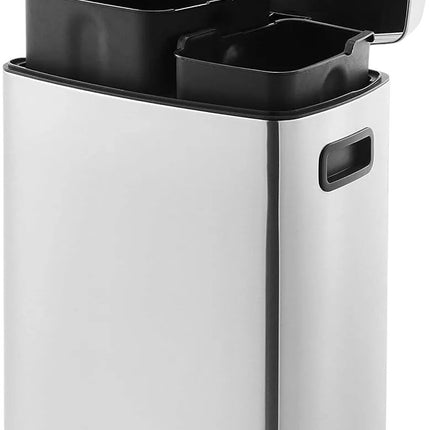 Amazon Basics Rectangular Pedal Recycling Bin with 2 Compartments 25L & 15L