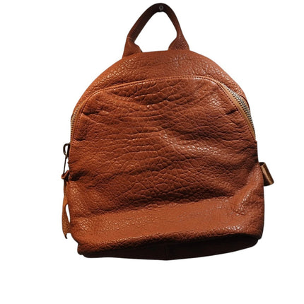 Trifine Unisex Pebbled Leather Backpack Handbag, Tan, One Size