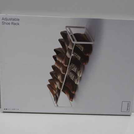 Yamazaki Home Adjustable Shoe Rack-Spacesaving Storage Solution, One Size, White