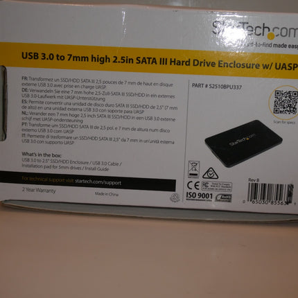 Startech.com USB 3.0 to 7mm high 2.5in SATA III Hard Drive Enclosure w/ UASP