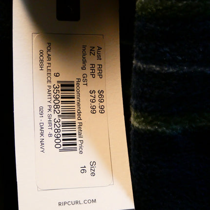 Rip Curl Boys' Polar Fleece Party Pack Shirt, Dark Navy, 16, Dark Navy