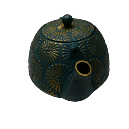 Avanti 15187 - Daisy Cast Iron Teapot, 1.2 Litres - Teal / Gold