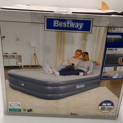 Bestway Tritech Airbed Queen SleekFlow Headboard Built-in AC Pump, 226x152x8cm