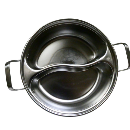 CHRYSLIN Stainless Steel Pot with Divider,Weldless Hot Pot,Two-Flavor Soup Pot S