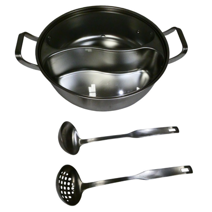 CHRYSLIN Stainless Steel Pot with Divider,Weldless Hot Pot,Two-Flavor Soup Pot S