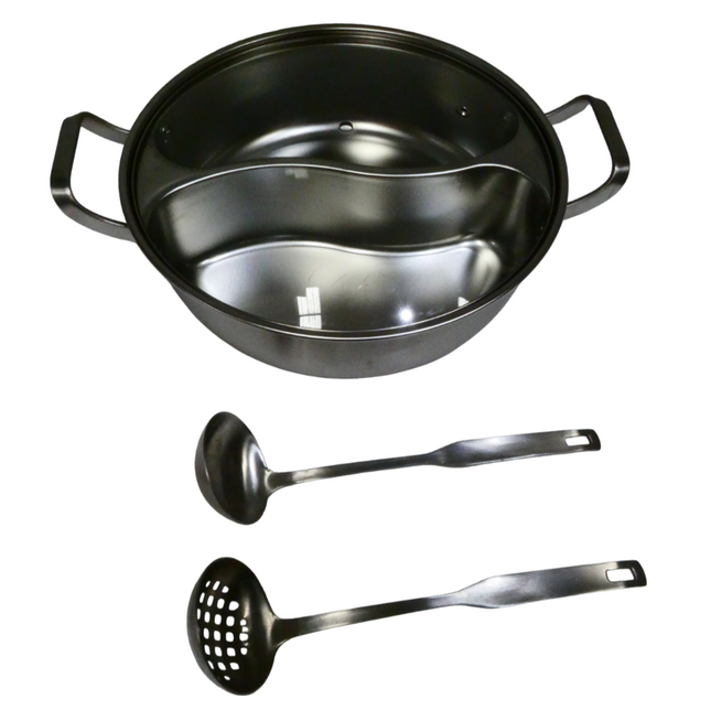 CHRYSLIN Stainless Steel Pot with Divider,Weldless Hot Pot,Two-Flavor Soup Pot S