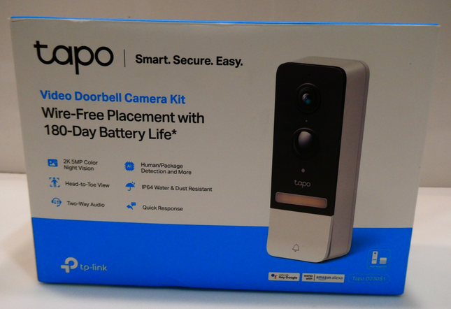 Tp-Link Tapo Smart Battery Video Doorbell, Home Security System, 2K 5MP, Colour