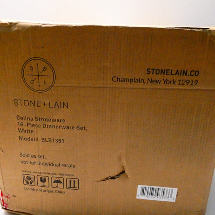 Stone + Lian Celina Stoneware 16-Piece Dinnerware Set White - BLB1361