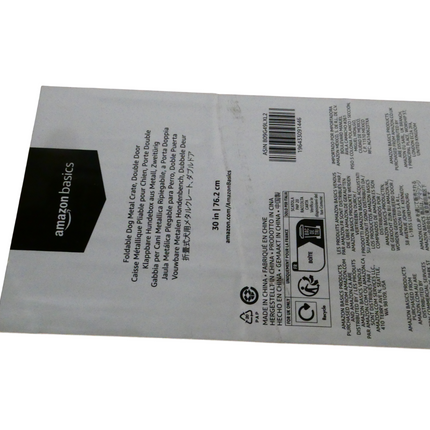 Amazon Basics Foldable Metal Wire Dog Crate with Tray, Double Door, 76cm Length,