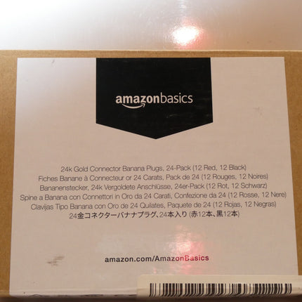 Amazon Basics 24k Gold Connector Banana Plugs, 24 Pack (12 Red, 12 Black)