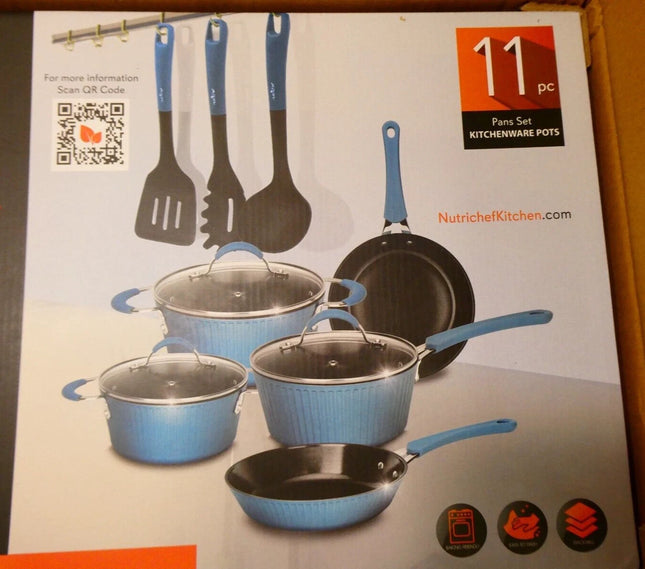 NutriChef Nonstick Cookware Excilon Home Kitchen Ware Pots & Pan Set