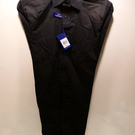 Abelard Men's 4 Way Stretch Poplin Slim Fit Dress Shirt, Black, M