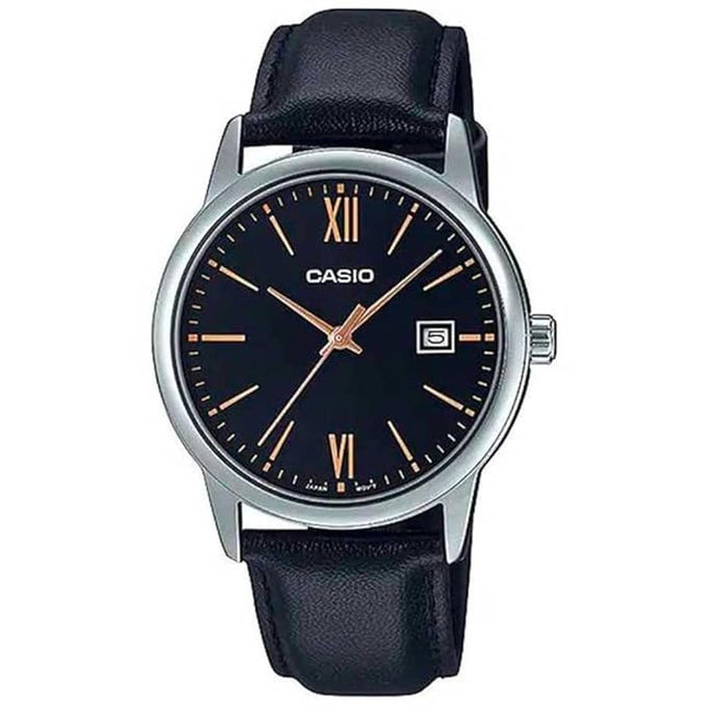 CASIO MTPV002L-1B3 Unisex Black/Silver Analog Watch with Black Band
