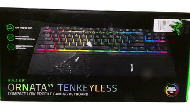 Razer Ornata V3 Tenkeyless - Low Profile Ergonomic Gaming Keyboard (US Layout) -
