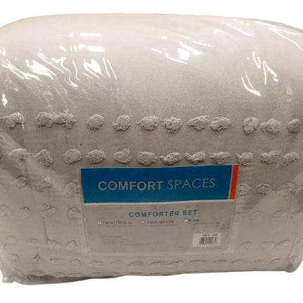 Comfort Spaces Cotton Comforter Set Jacquard Pom-Pom Tufts Design, Down Alternat