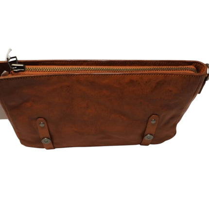 Trifine Unisex Concrete Leather Satchel, Tan, One Size