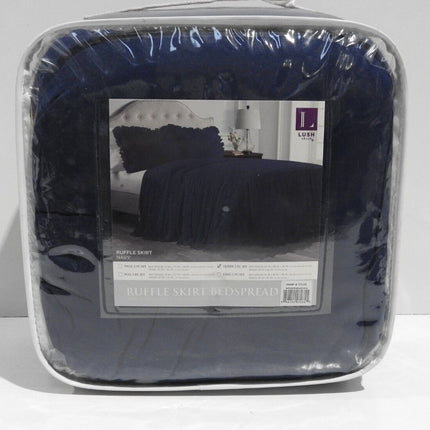 Lush Decor Ruffle Skirt Bedspread, Navy, Queen