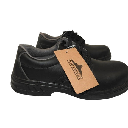 Portwest FW80 Laced Safety Shpoes S2, Black US 7.5, UK 6.5