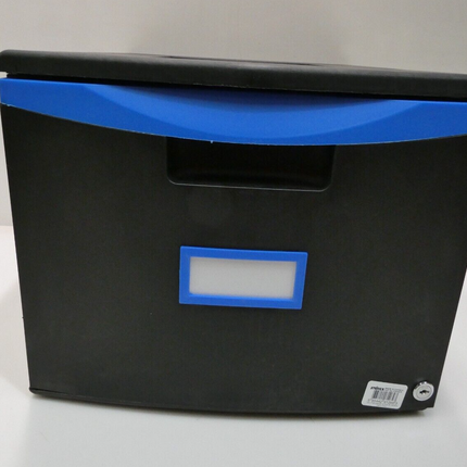 Storex 61269U01C File Cabinet, 1-Drawer, Black/Blue