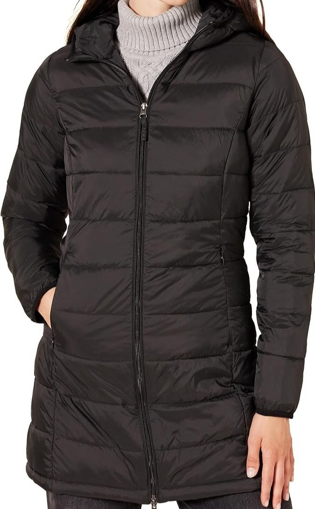 Amazon Essentials Women's Lightweight Water-Resistant Hooded Puffer Coat, Large